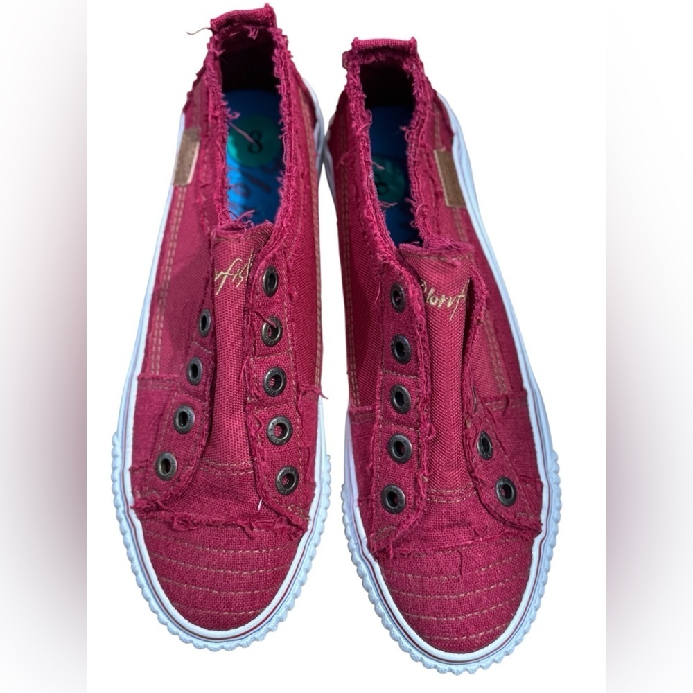 Blowfish Malibu' Women's Play Slip On - Jester Red Hipster Smoked Twill Sz 8